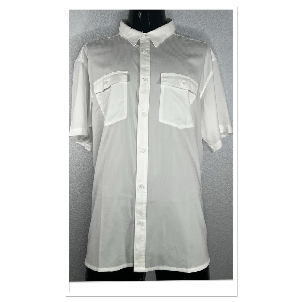 Columbia White Casual Button Down Shirt OMNI SHADE SUN PROTECTION Sz 2XL